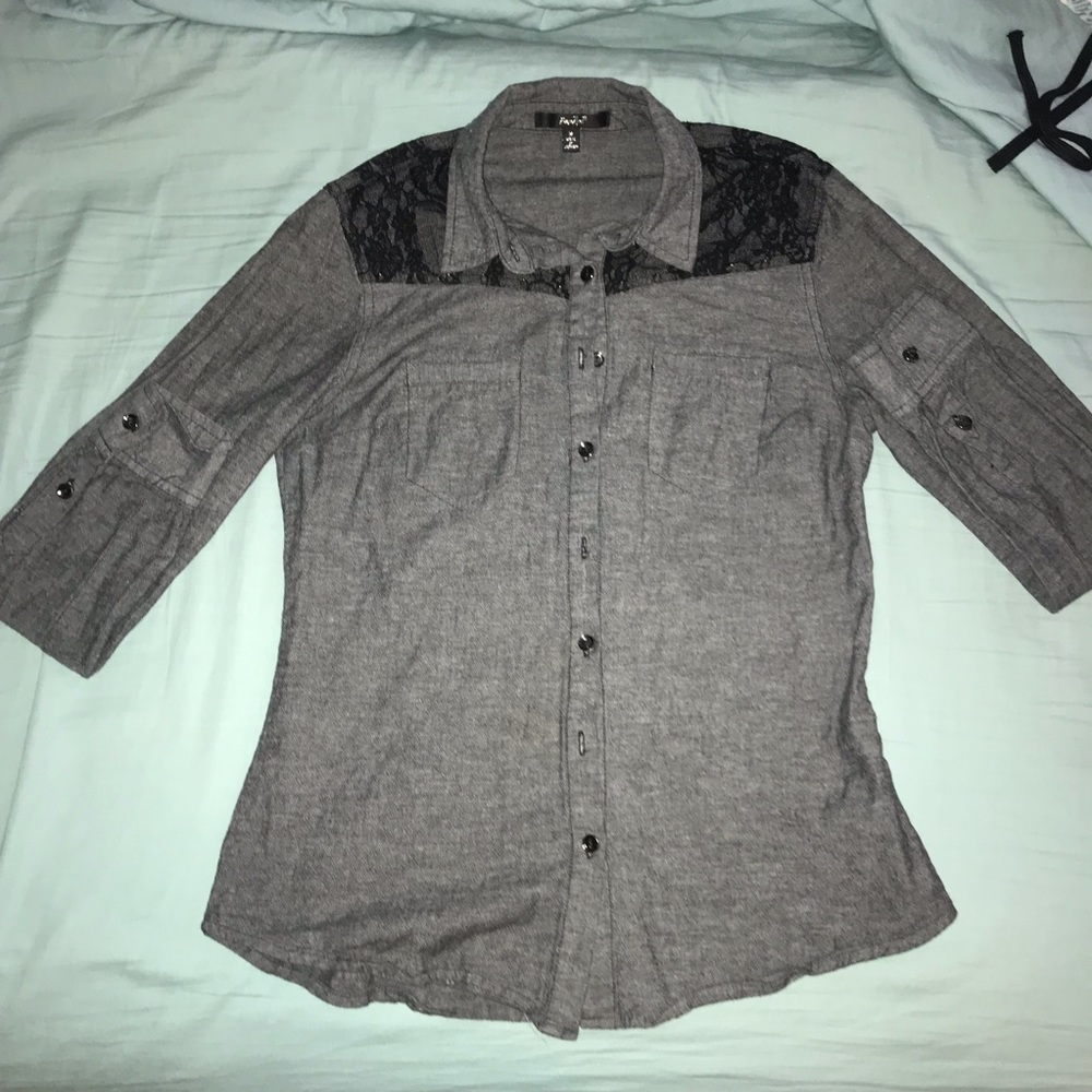 Juniors long sleeve button up